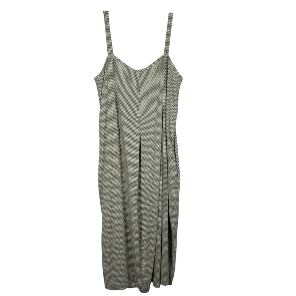 Cut Loose Sage Green Gingham Plaid Relaxed Pullover Tank Dress Breathable S/M
